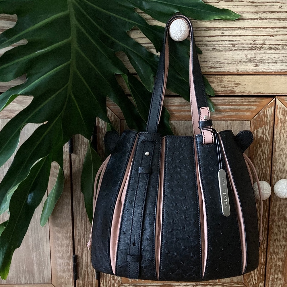 Ostrich LEATHER Tote Shoulder Bag Handbag Purse